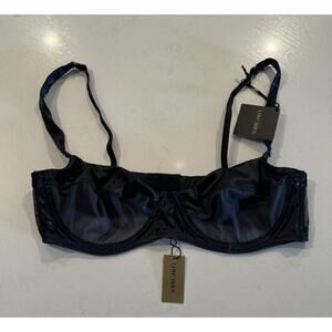 Love Haus By Beach Bunny 34D Black Stripe Illusion Unlined Sheer Bra Underwire